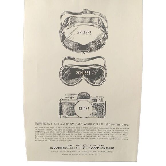 Vintage 1959 Swissair World Wide Tours Ad Advertisement - Picture 2 of 4